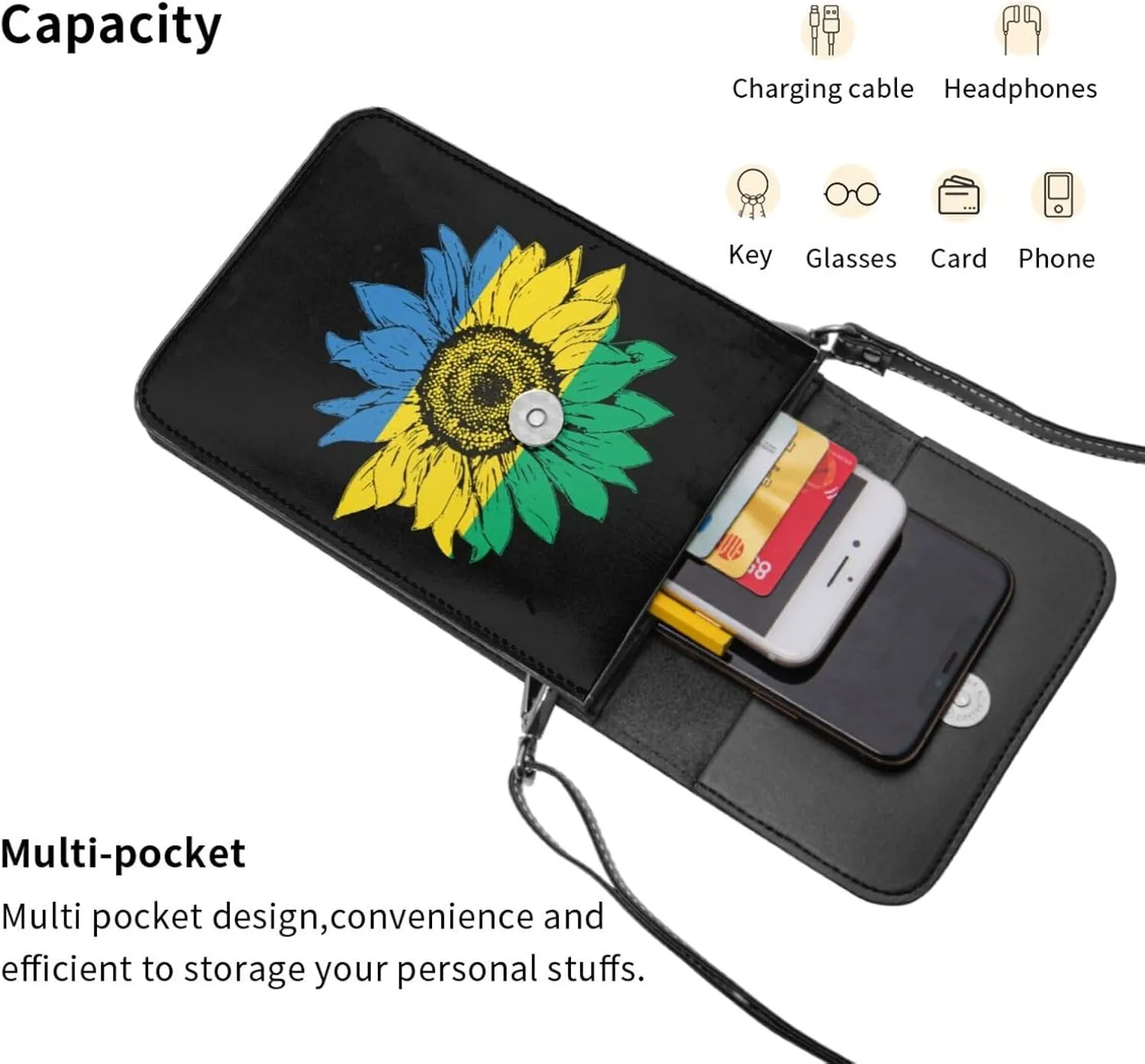 Vintage Sunflower Liberia Liberian Flag Small Crossbody Purse Cell Phone Bag for Women