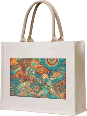 Vintage Sunflowers Canvas Tote Bag for Women, USA Flag Present Bag for Mom Teachers Friends Bridesmaids