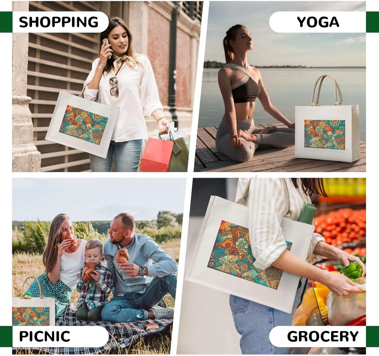 Vintage Sunflowers Canvas Tote Bag for Women, USA Flag Present Bag for Mom Teachers Friends Bridesmaids
