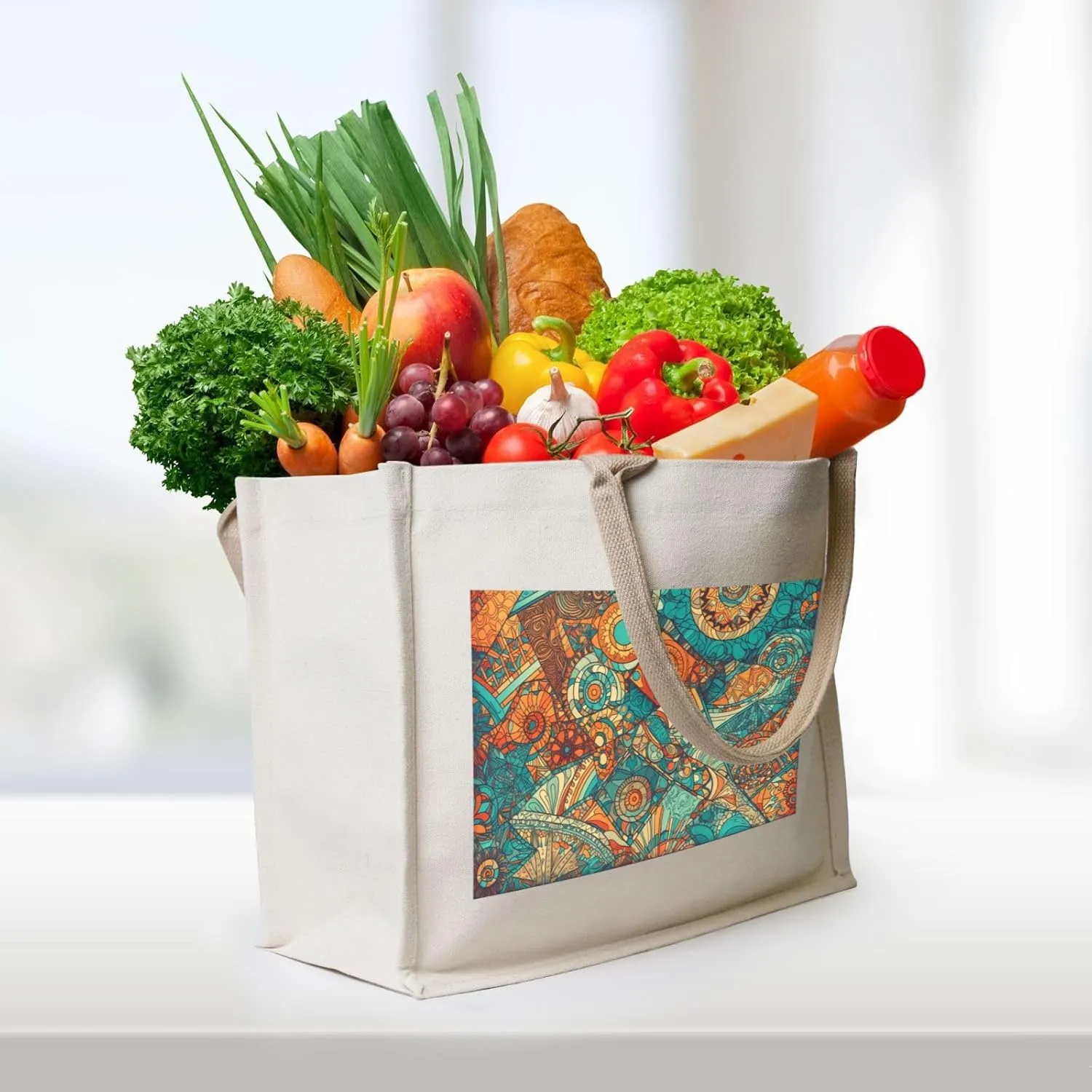 Vintage Sunflowers Canvas Tote Bag for Women, USA Flag Present Bag for Mom Teachers Friends Bridesmaids