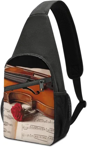 Violin Sheet Music Sling Bag Travel Sling Backpack Man Purse for Men Hiking Crossbody Bags Chest Bag Shoulder Chest Pack