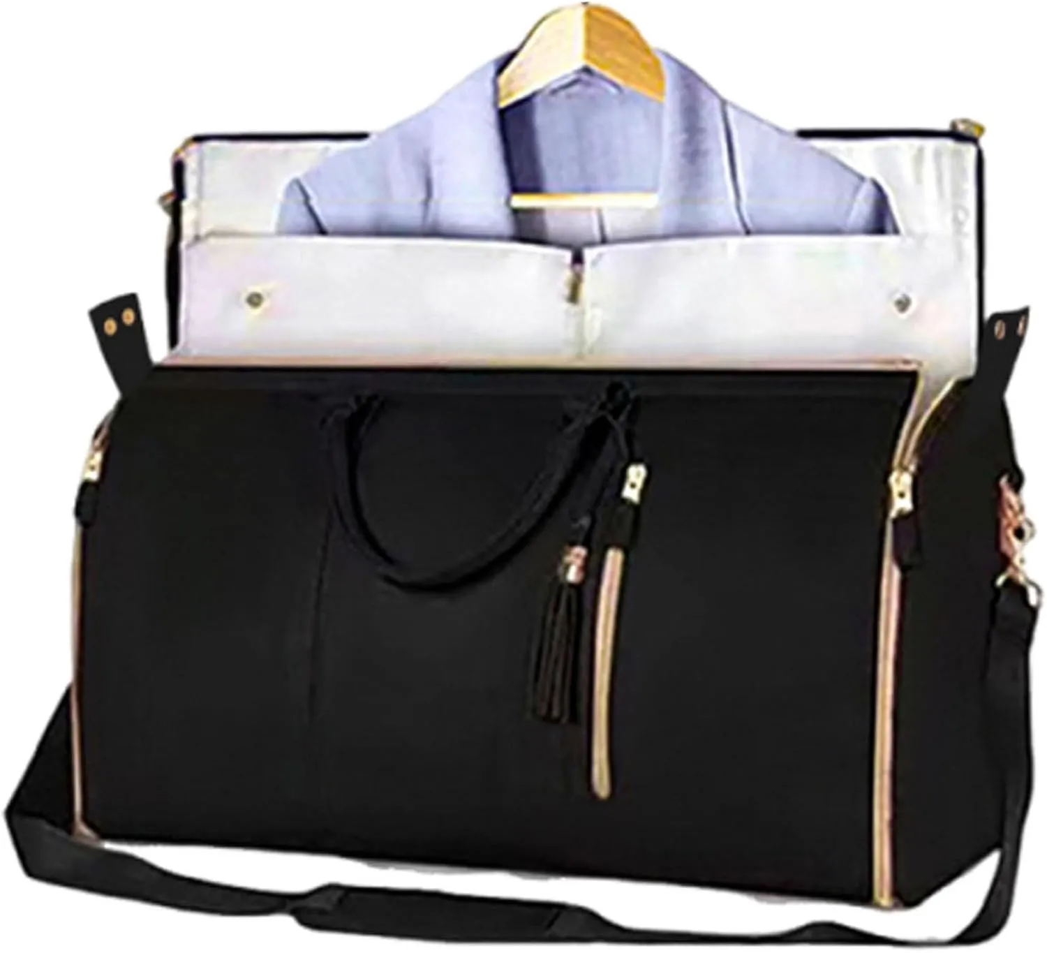 Viralhuntz Travel Bag, Large Capacity Unfoldable Duffle Bag, 2 in 1 Convertible Large PU Leather Waterproof Duffle Bag with Shoe Pouch (0528 black)