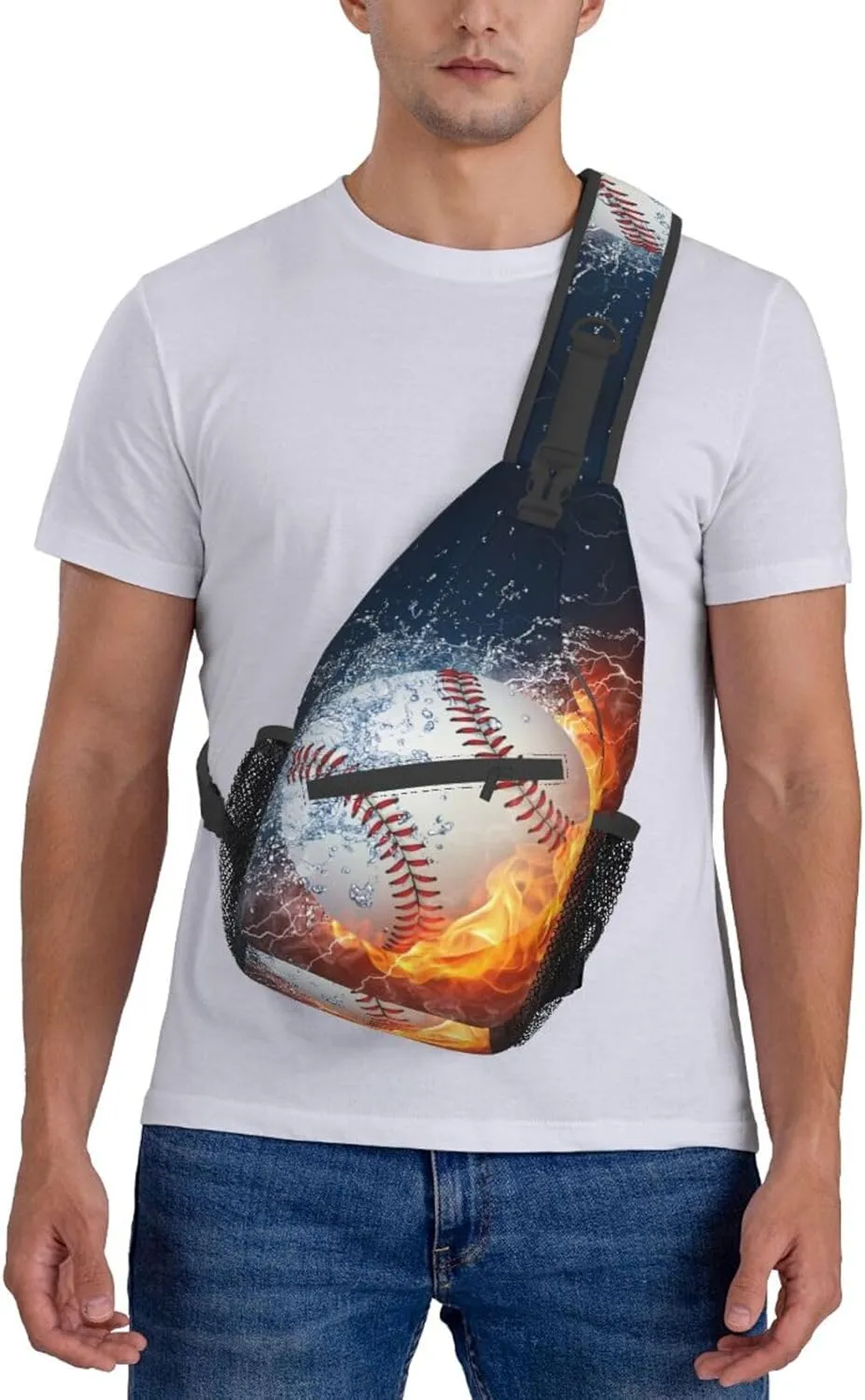 VOOHDDY Baseball Ball Cool Sling Bag For Men Women Travel Hiking Backpack Crossbody Shoulder Chest Bags Casual Daypack Sport