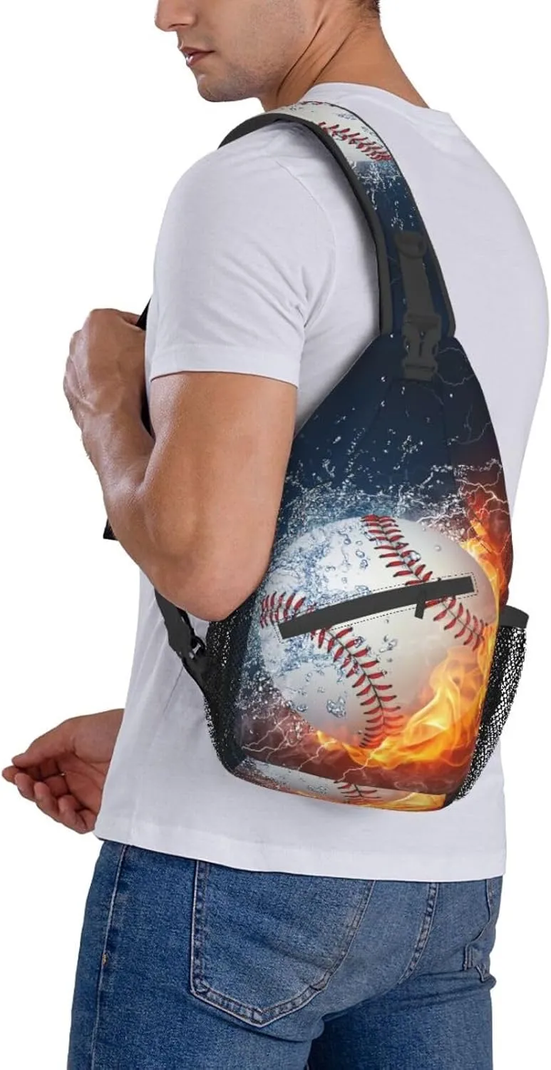 VOOHDDY Baseball Ball Cool Sling Bag For Men Women Travel Hiking Backpack Crossbody Shoulder Chest Bags Casual Daypack Sport