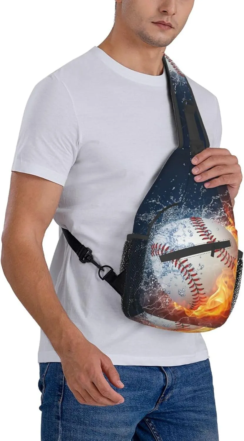 VOOHDDY Baseball Ball Cool Sling Bag For Men Women Travel Hiking Backpack Crossbody Shoulder Chest Bags Casual Daypack Sport