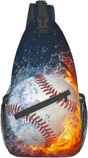 VOOHDDY Baseball Ball Cool Sling Bag For Men Women Travel Hiking Backpack Crossbody Shoulder Chest Bags Casual Daypack Sport