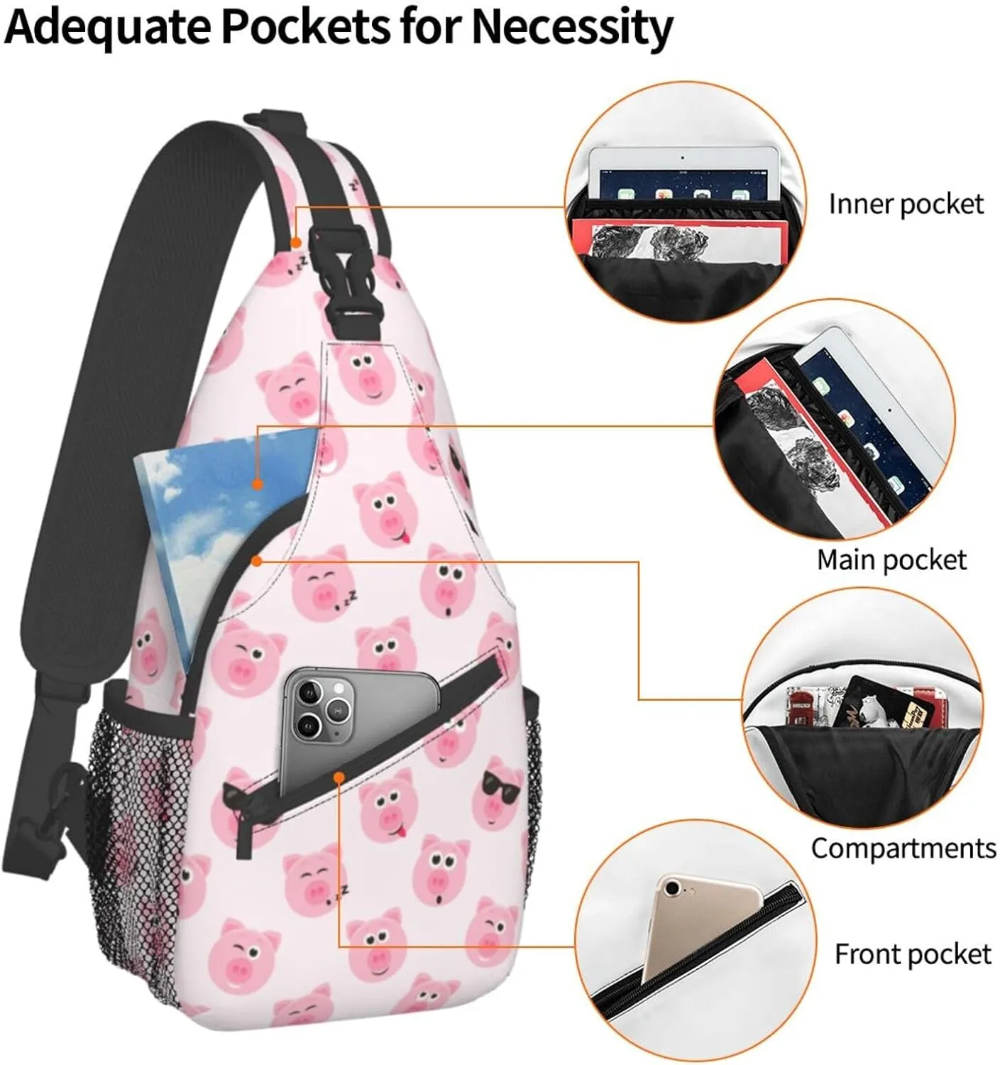 VOOHDDY Sling Bag For Women Men Travel Hiking Backpack Crossbody Shoulder Chest Bags Casual Daypack Sport