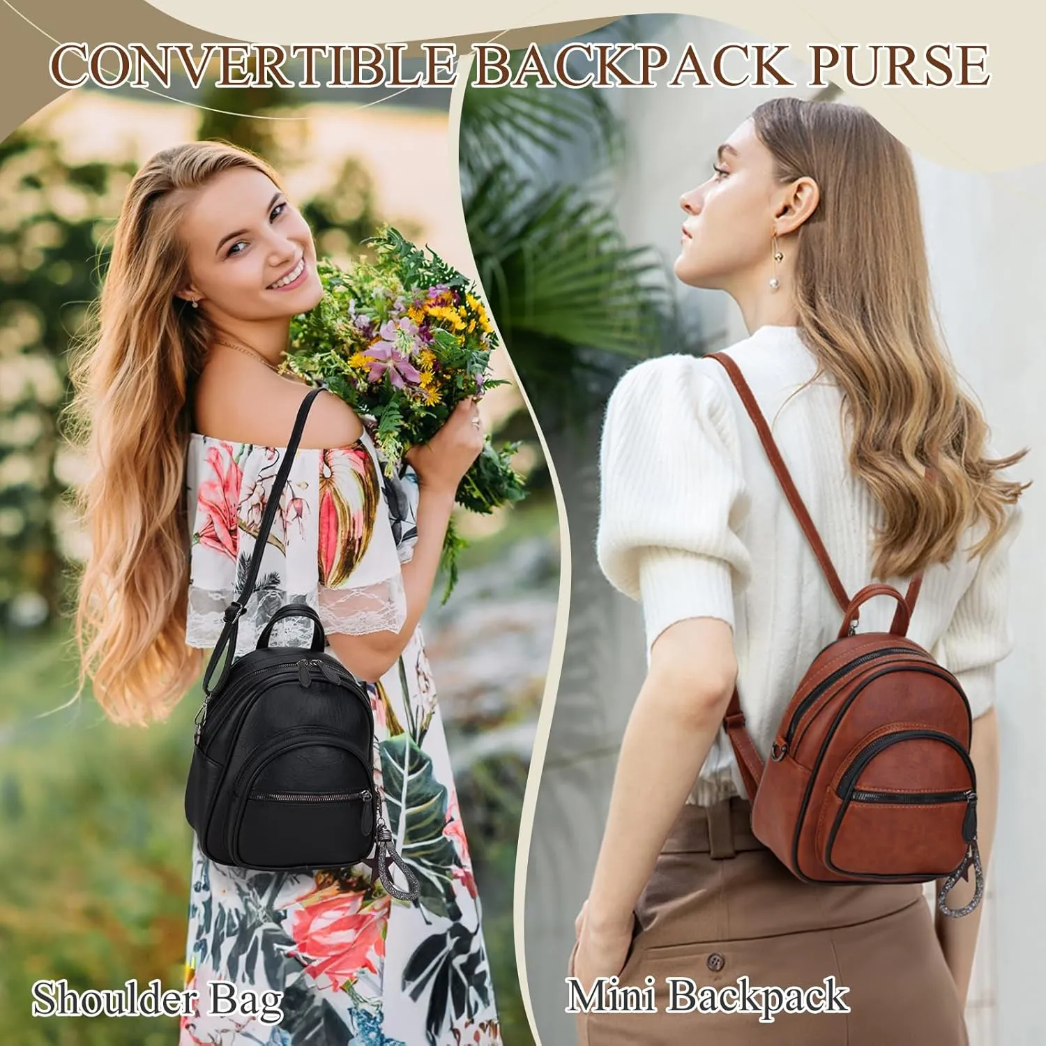 VX VONXURY Mini Backpack Purse,Small Convertible Backpack for Women Ladies with Detachable Straps