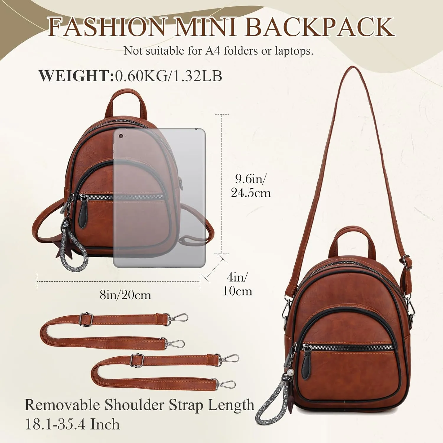 VX VONXURY Mini Backpack Purse,Small Convertible Backpack for Women Ladies with Detachable Straps