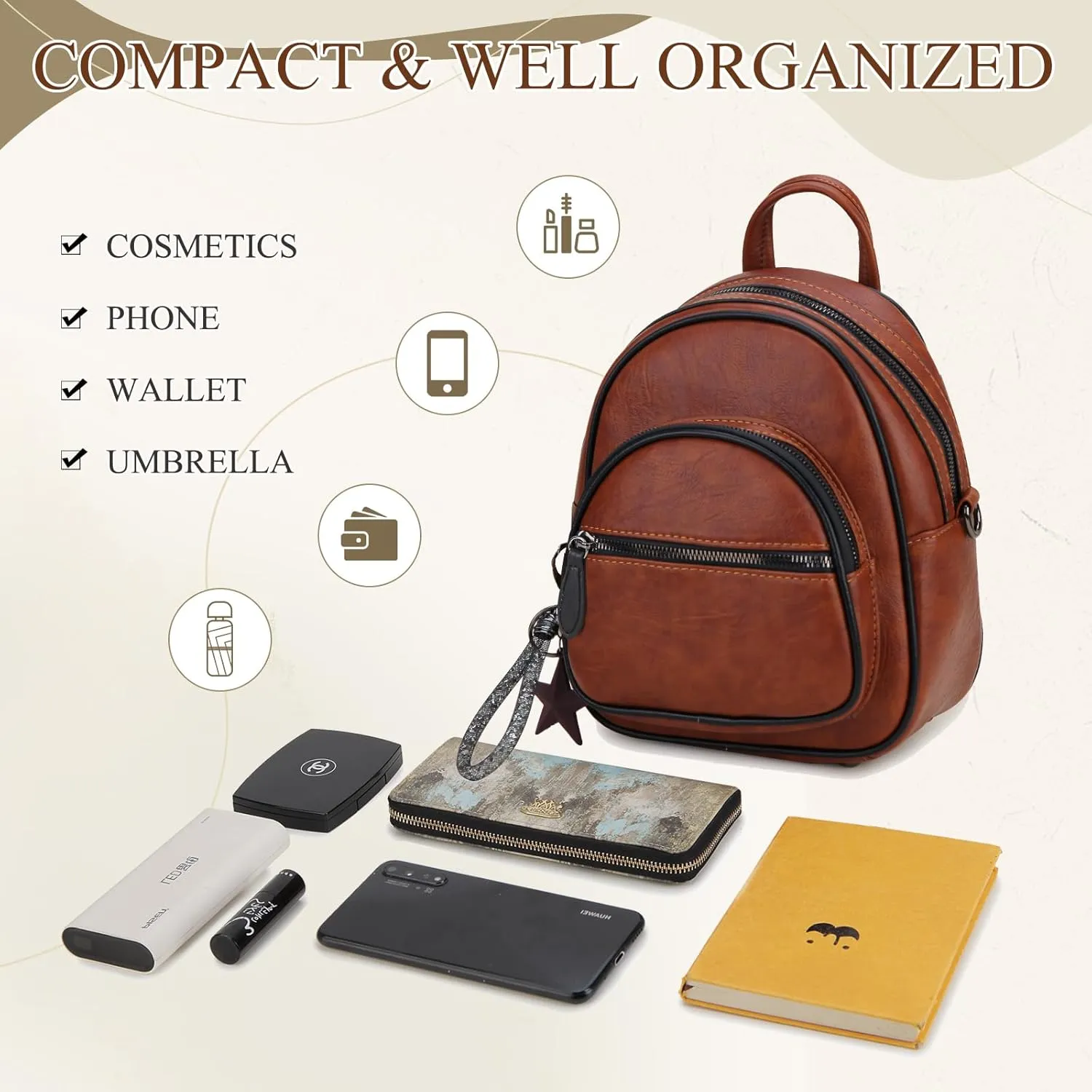 VX VONXURY Mini Backpack Purse,Small Convertible Backpack for Women Ladies with Detachable Straps