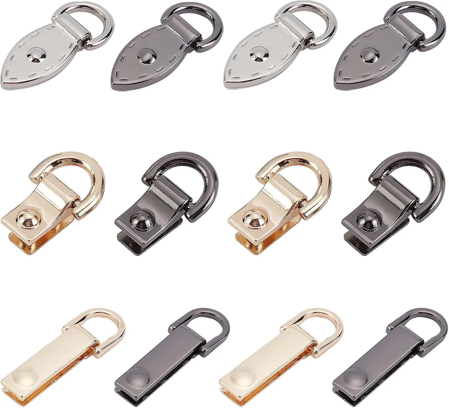 WADORN 12 Pack Metal Bag Chain Buckle, 6 Styles Alloy Purse Suspension Clasp Handbag Side Clip Buckles Detachable D Ring Buckle Chain Link Connector Backpack Hardware for DIY Leather Craft Making