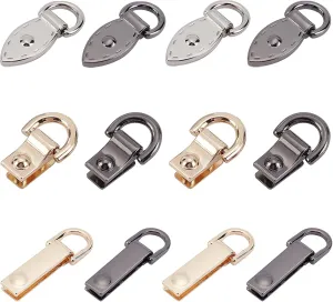 WADORN 12 Pack Metal Bag Chain Buckle, 6 Styles Alloy Purse Suspension Clasp Handbag Side Clip Buckles Detachable D Ring Buckle Chain Link Connector Backpack Hardware for DIY Leather Craft Making