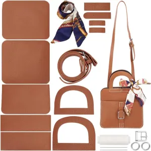 WADORN DIY PU Leather Crossbody Bag Making Kit, Crossbody Handbag Bag Making Set for Purse Making Handmade Stitch Leather Bag Making Materials for DIY Handbag Accessories Shoulder Bag Making, Camel