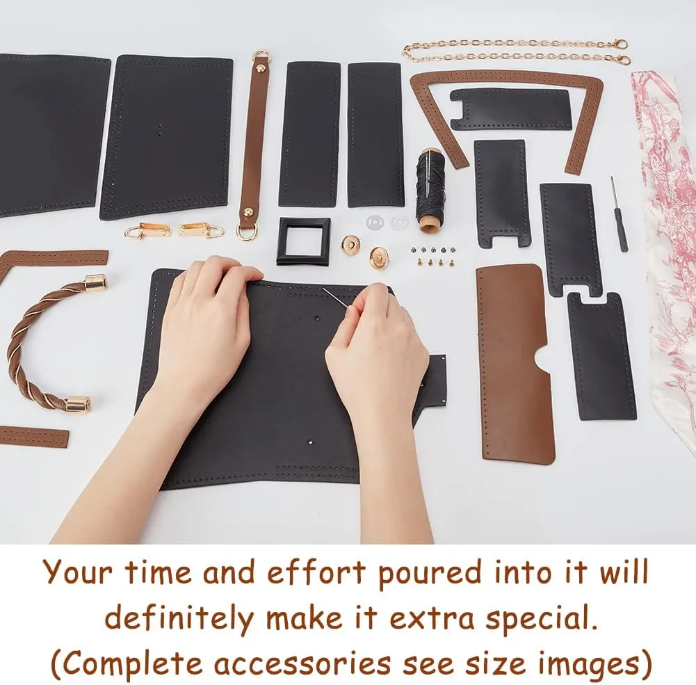 WADORN DIY Women Satchel Crossbody Bag Making Kit, Imitation Leather Handmade Stitch Shoulder Bag Making Set Women Fashion Handbag Material Kit Handmade Craft Bag Making Gift, Black
