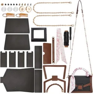 WADORN DIY Women Satchel Crossbody Bag Making Kit, Imitation Leather Handmade Stitch Shoulder Bag Making Set Women Fashion Handbag Material Kit Handmade Craft Bag Making Gift, Black