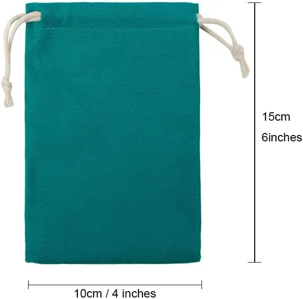 wanerxin 10pcs Cotton Drawstring Bag Gift Muslin Bags Pouch Reusable Packing Storage Bags for Jewelry,Birthday,Wedding Favors, Party Favors, 4” x 6” (peacock blue)