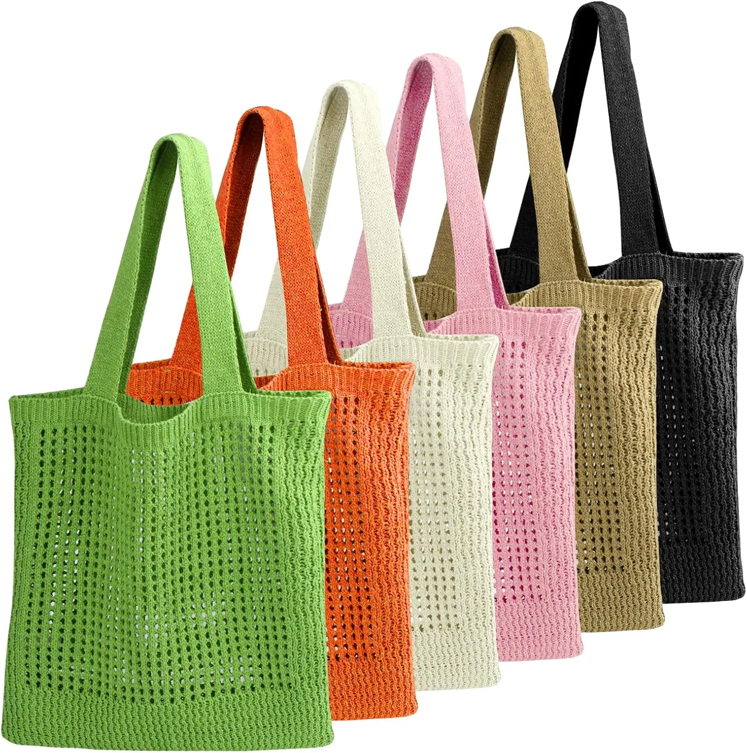 WantGor Crochet Bags, Beach Mesh Tote Bag Womens Shoulder Shopping Handbag Casual Travel Totes Bag Foldable Hobo Bags
