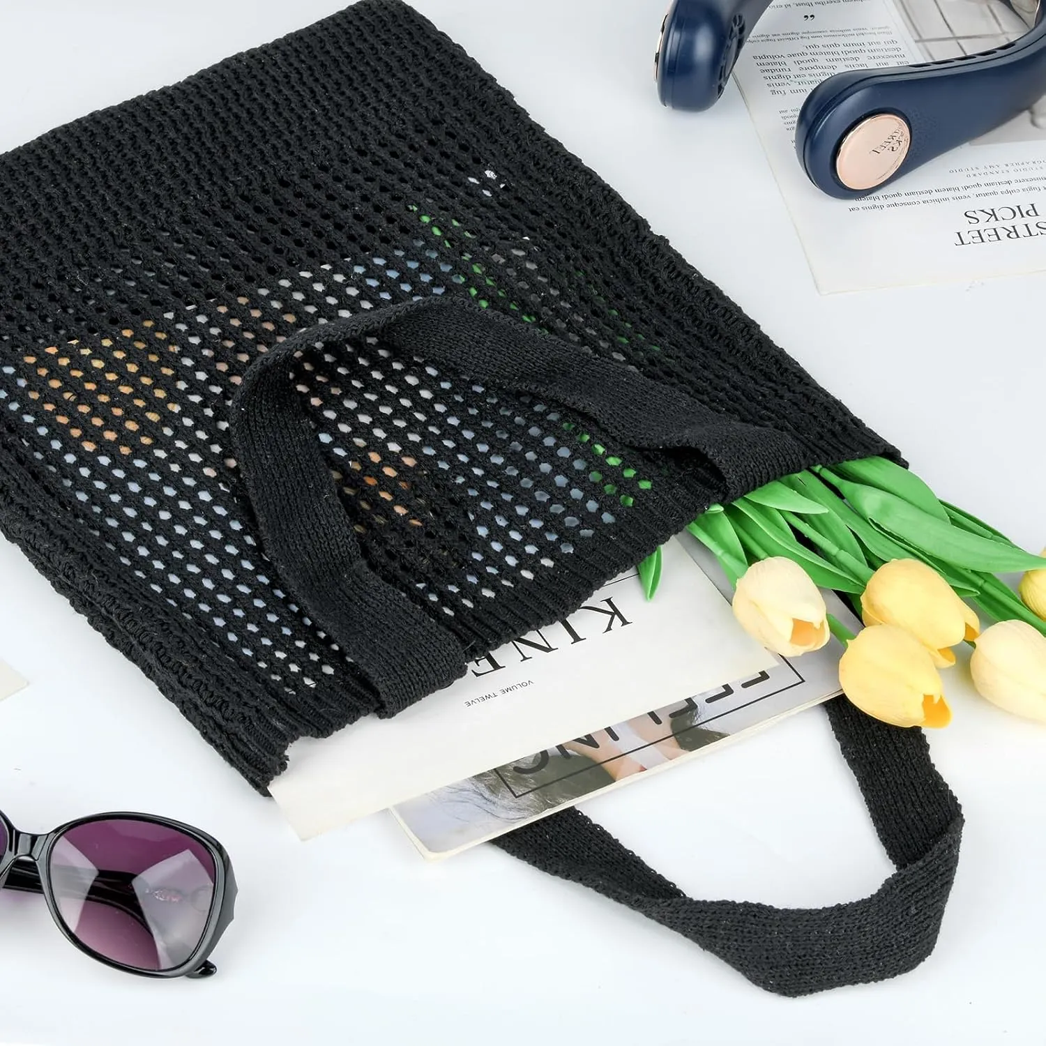 WantGor Crochet Bags, Beach Mesh Tote Bag Womens Shoulder Shopping Handbag Casual Travel Totes Bag Foldable Hobo Bags