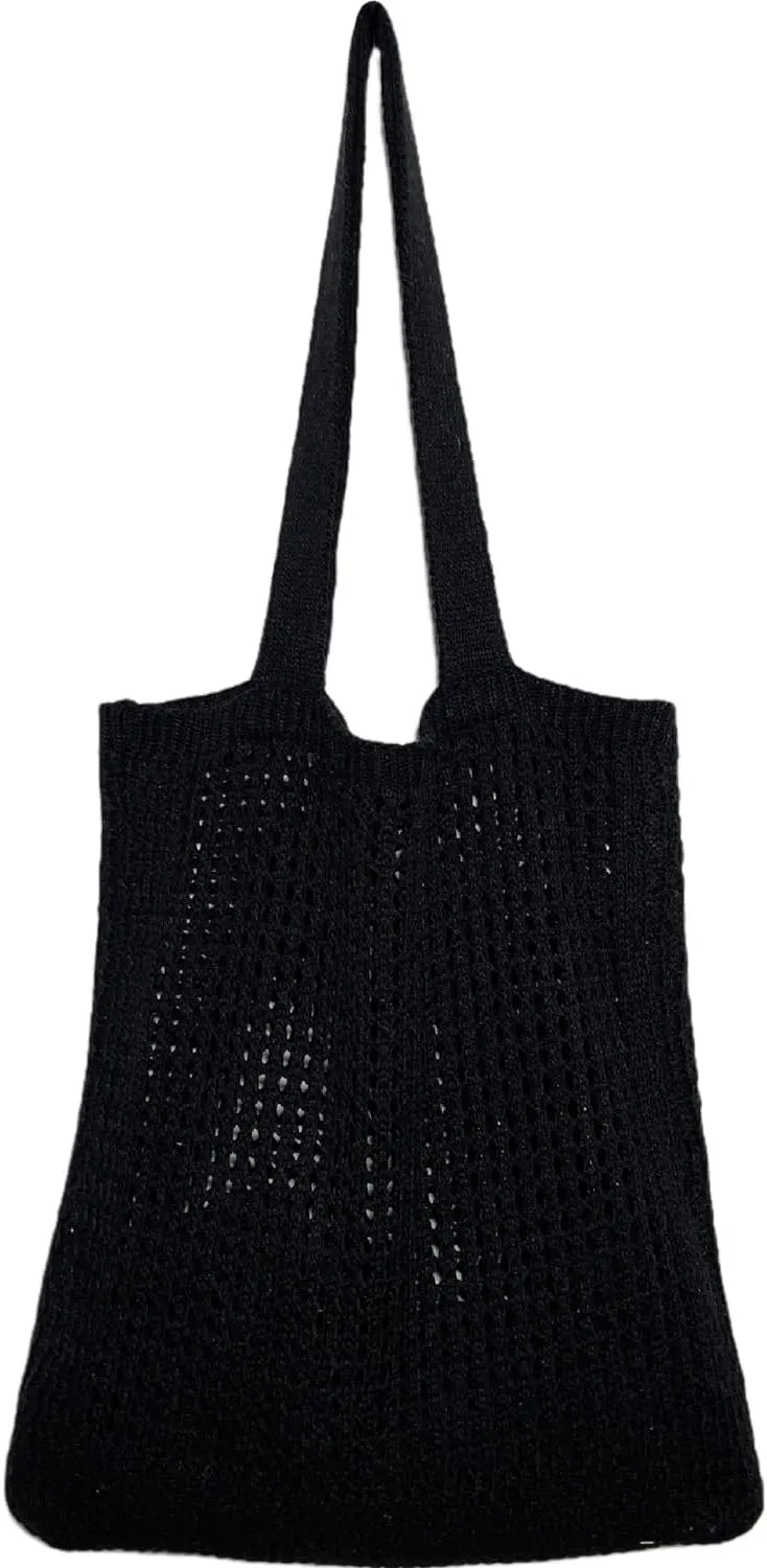 WantGor Crochet Bags, Beach Mesh Tote Bag Womens Shoulder Shopping Handbag Casual Travel Totes Bag Foldable Hobo Bags