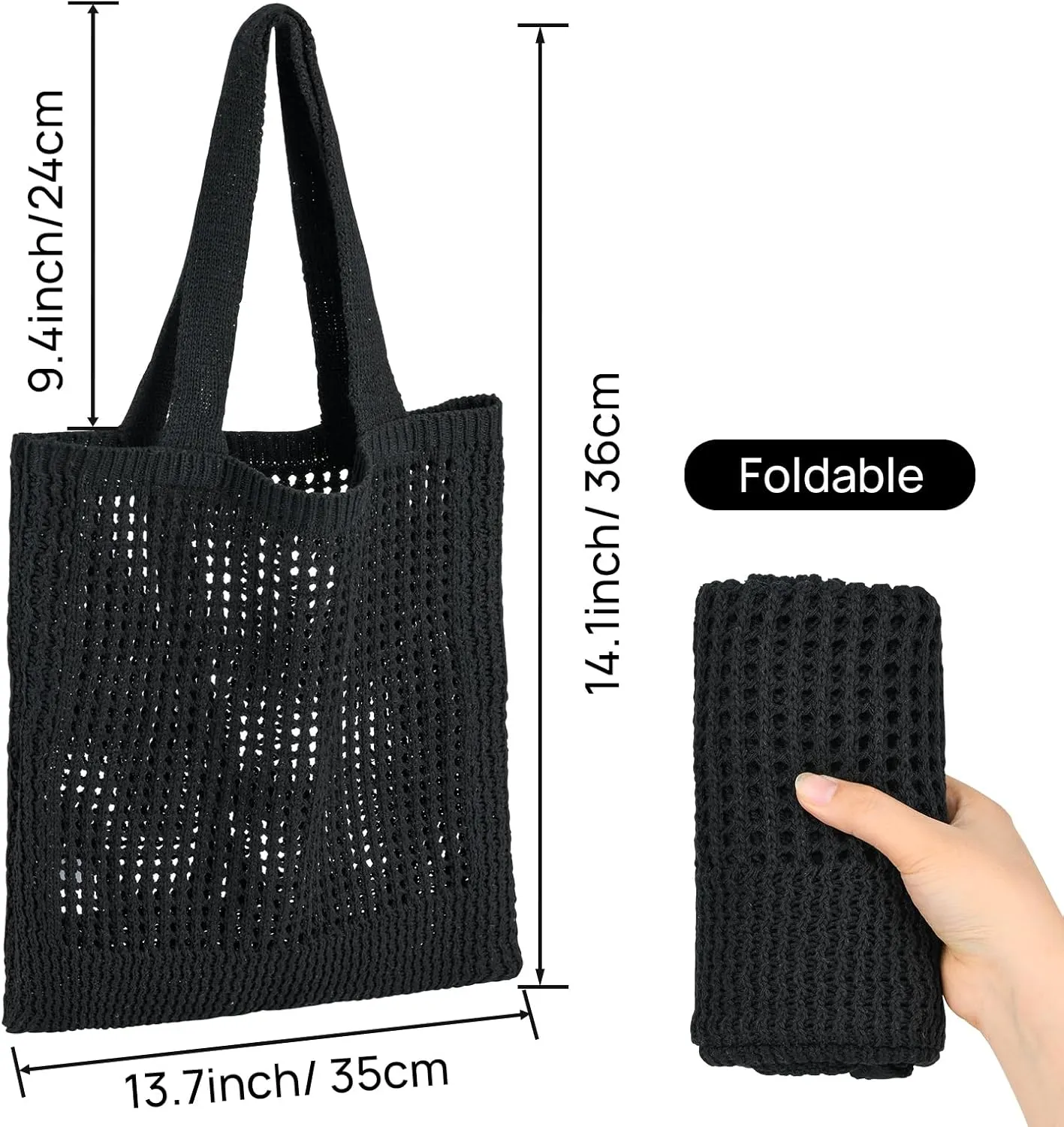 WantGor Crochet Bags, Beach Mesh Tote Bag Womens Shoulder Shopping Handbag Casual Travel Totes Bag Foldable Hobo Bags