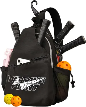 Warping Point Pickleball Bag, Adjustable Large Capacity Pickleball Crossbody Backpack for Women Men, Sling Padel Bag Hold 2 to 4 Paddles with Multiple Compartments, Wet & Safety Pocket Fence Hook