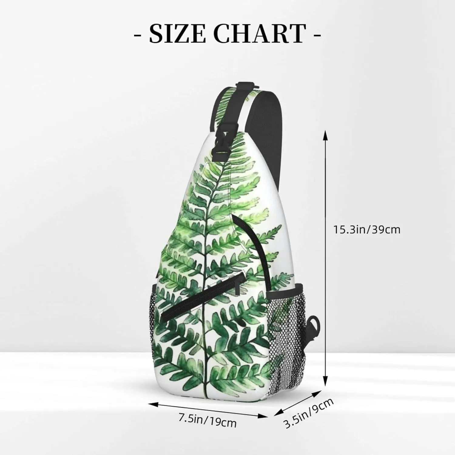 Watercolor Fern Backpack Travel Hiking Daypack Chest Bags Crossbody Shoulder Bag
