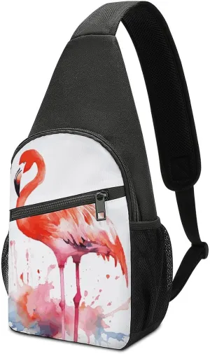 Watercolor Flamingos Sling Bag Travel Sling Backpack Man Purse for Men Hiking Crossbody Bags Chest Bag Shoulder Chest Pack