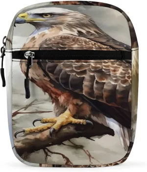 Watercolor Of Hawk Sitting In The Tree Small Satchel Mini Crossbody Sling Bag Shoulder Bag for Men Women Workout Travelling