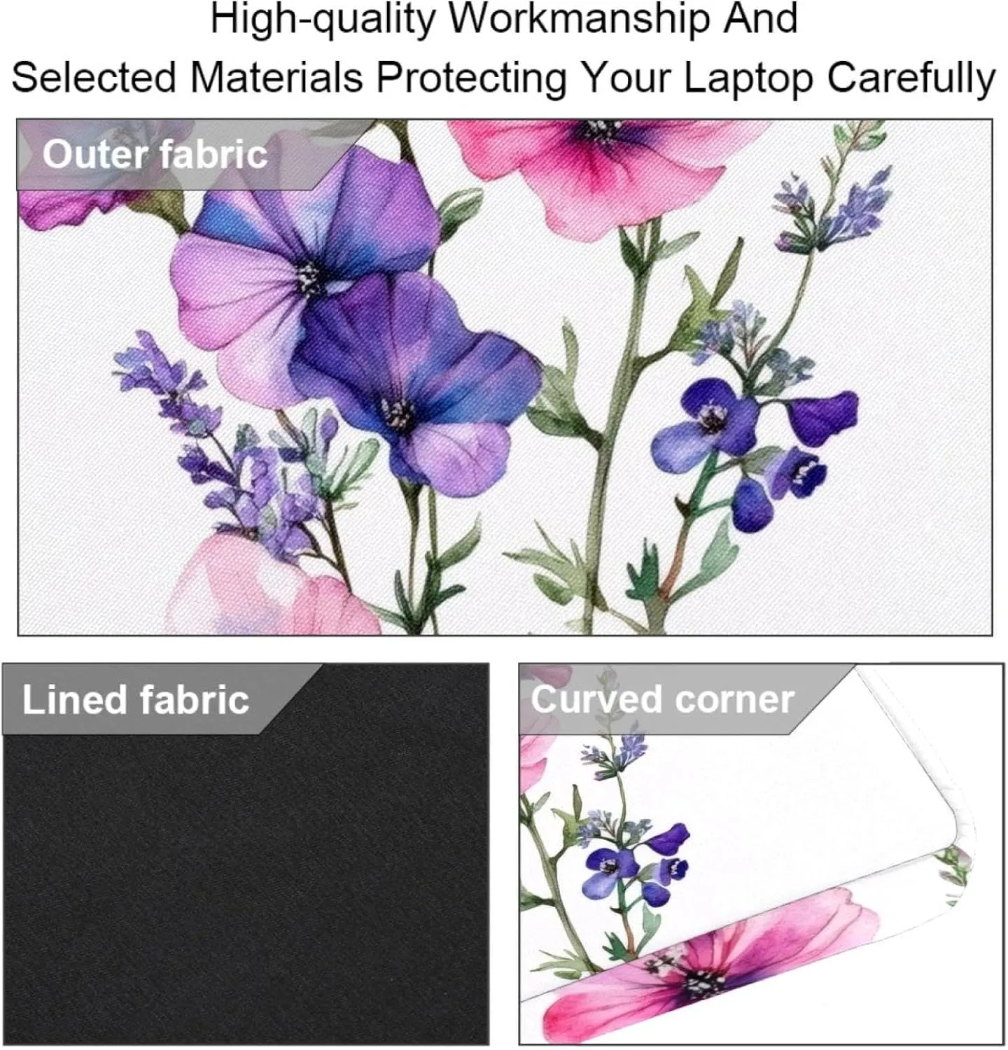 Watercolor Pink Cosmos Flowers Laptop Shoulder Bag Slim Computer Briefcase Laptop Sleeve Messenger Case