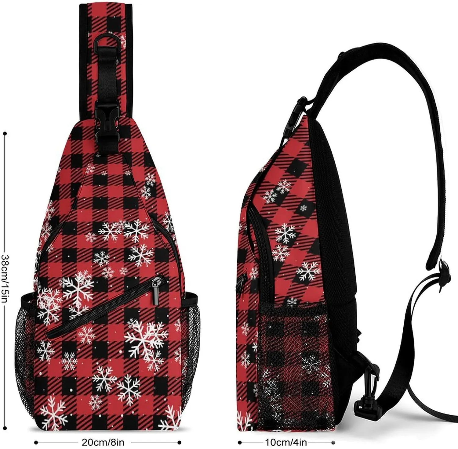 Watercolor-snowman-santa-print Sling Bag Crossbody Chest Bag Shoulder Bag For Travel Hiking Cycling Camping
