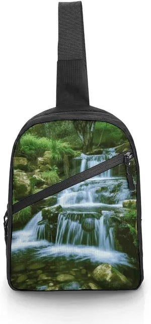 Waterfall Flowing Down Cross Chest Bag Crossbody Backpack for Women Men Sling Bag Travel Hiking Daypack