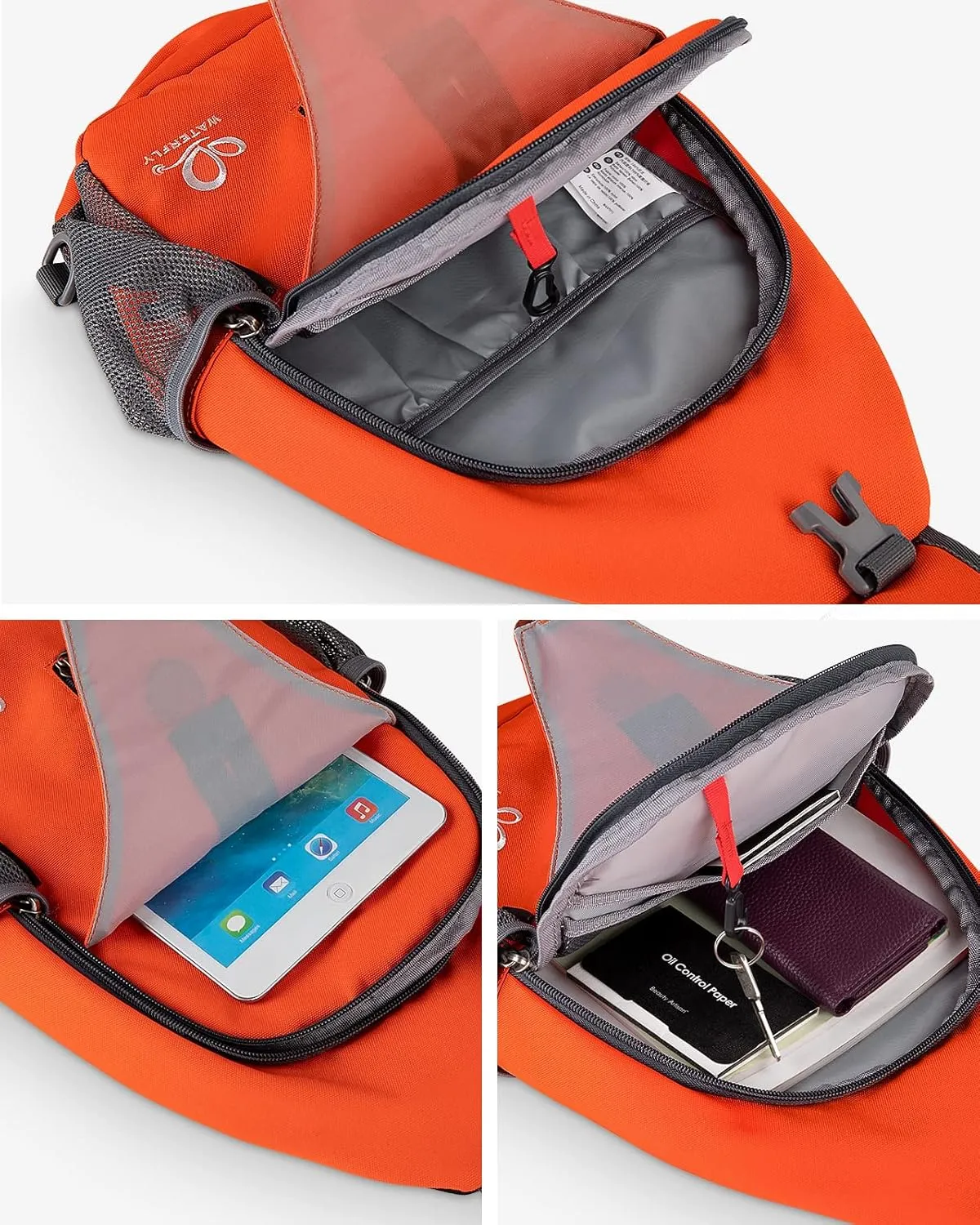 WATERFLY Crossbody Sling Backpack Sling Bag Travel Hiking Chest Bag Daypack