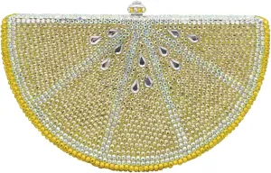 Watermelon Slice Crystal Clutch Bag Women Fruits Evening Handbags Bridal Party Rhinestone Purse Wedding Bag,Mini