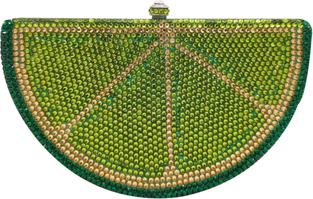 Watermelon Slice Crystal Clutch Bag Women Fruits Evening Handbags Bridal Party Rhinestone Purse Wedding Bag,Mini