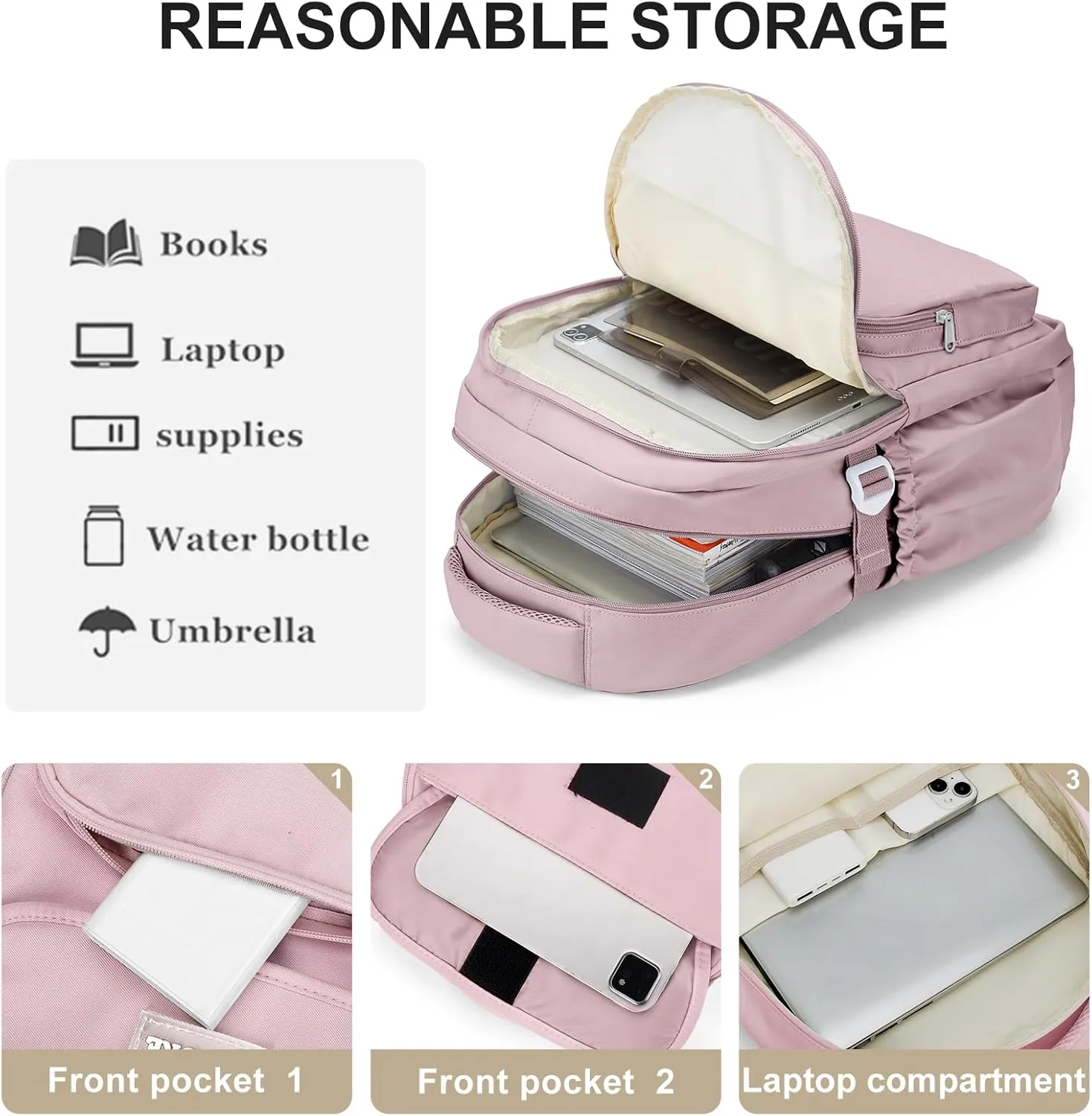 Waterproof School Backpack For College Students Women,Simple Kawaii Bookbags,Casual Laptop Travel Daypack Backpacks,Lightweight School Bags For Girls(Purple)