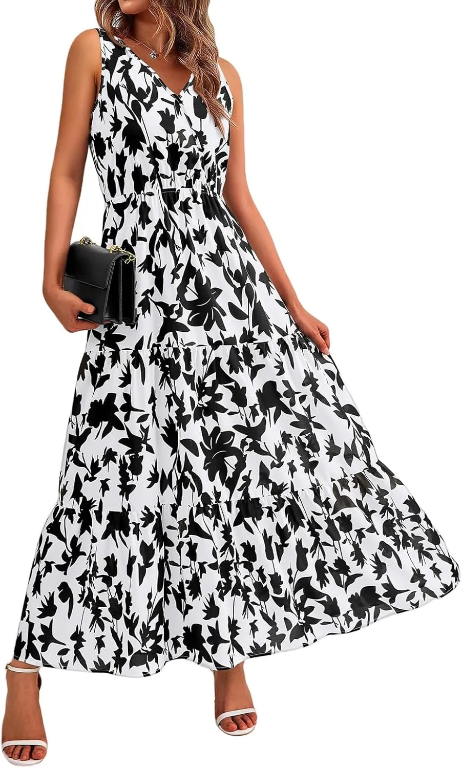 Wedding Guest Dresses for Women 2025 Beach Summer Dresses Casual Sleeveless Maxi Dresses Trendy Cute Floral Long Dress