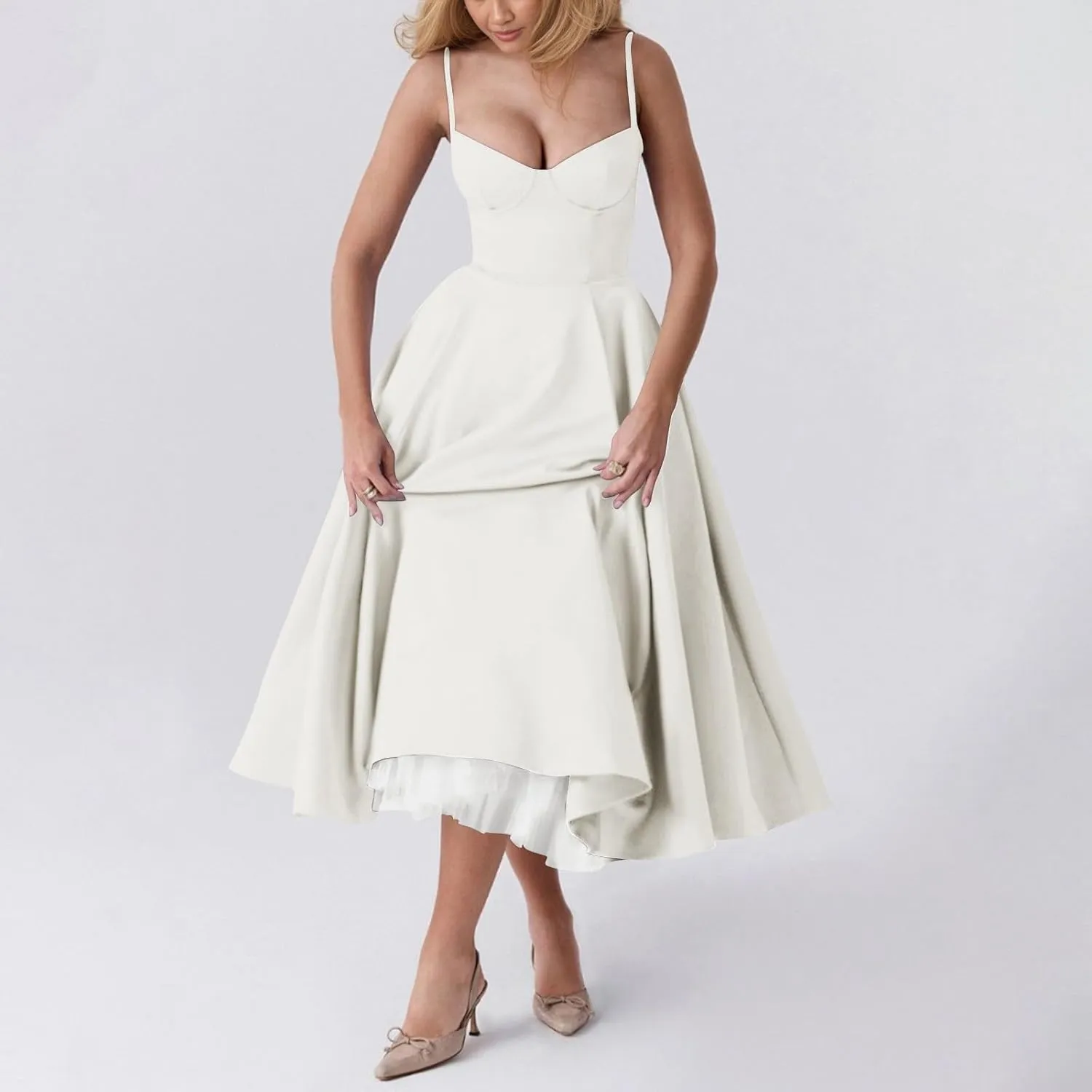 Wedding Guest Dresses for Women Spaghetti Straps Corset Homecoming Floral Cocktail Dress Lace Maxi Prom Dresses