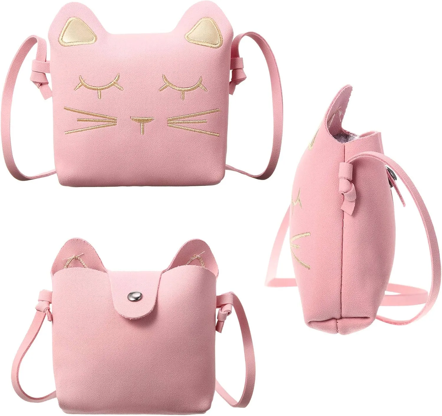 Weewooday 3 Pcs Cat Shoulder Bag Set, Christmas Cute Crossbody Bag Gift Hand Bags with Mini Coin Purse Cat Headband Gifts for Girls(Pink)