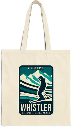 Whistler British Columbia Canada Cotton Tote Bag for Women Men Casual Tote Bag Cloth Canvas Shopping Bags with Handles Cute Bags Everyday Use 15" x 16" Aesthetic Gift ID44997