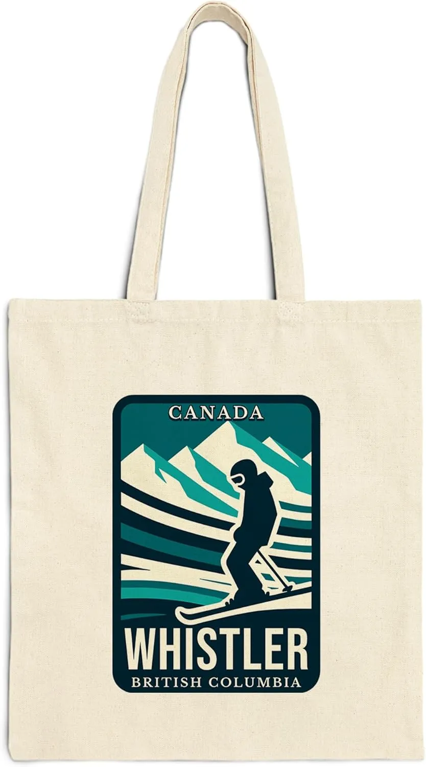 Whistler British Columbia Canada Cotton Tote Bag for Women Men Casual Tote Bag Cloth Canvas Shopping Bags with Handles Cute Bags Everyday Use 15" x 16" Aesthetic Gift ID44997