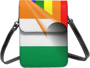 White Black Tiger Stripe Animal Leather Crossbody Cell Phone Purse Small Wallet Bags Adjustable Phone Bag for Women