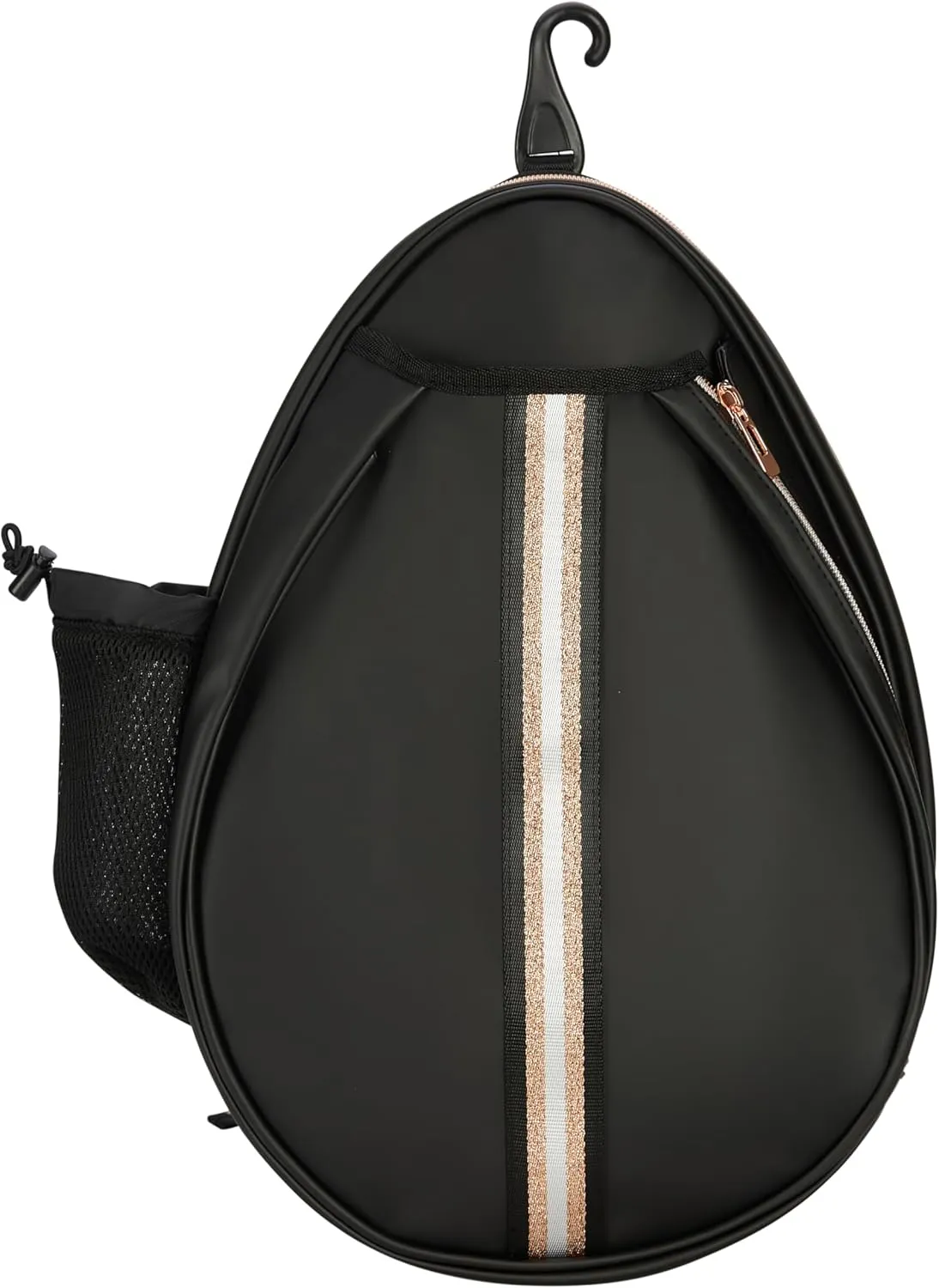 White PU One Shoulder Crossbody Tennis Backpack Girls Tennis Bag Tennis Racket Sling Bag for Women, with Water Bottle Holder