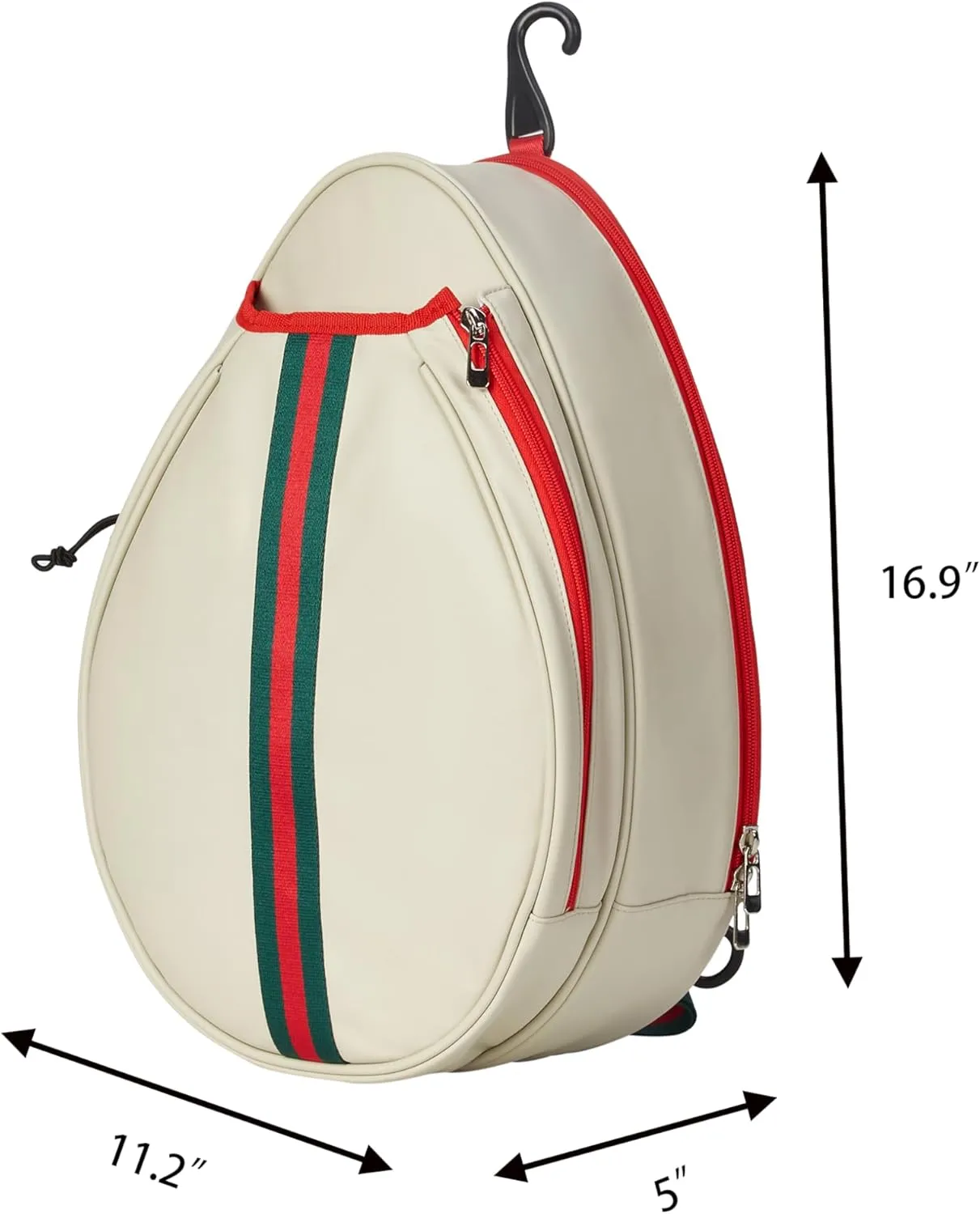 White PU One Shoulder Crossbody Tennis Backpack Girls Tennis Bag Tennis Racket Sling Bag for Women, with Water Bottle Holder