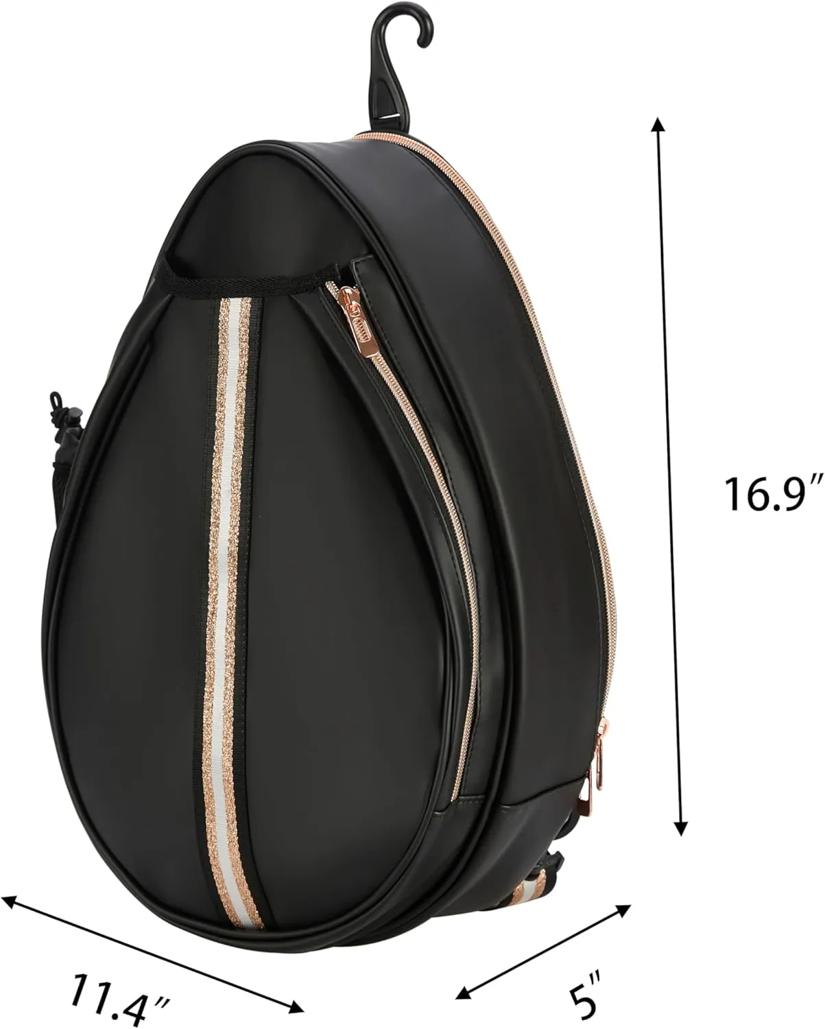 White PU One Shoulder Crossbody Tennis Backpack Girls Tennis Bag Tennis Racket Sling Bag for Women, with Water Bottle Holder
