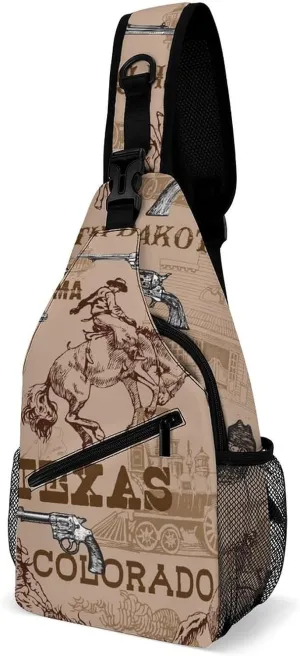 Wild-west-rodeo Crossbody Sling Backpack, Shoulder Bag Chest Bag for Travel Sport Running