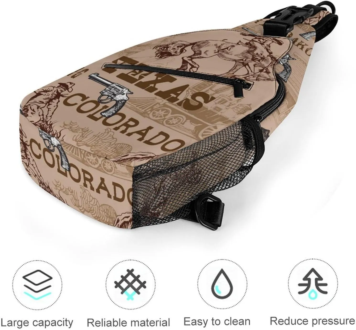 Wild-west-rodeo Crossbody Sling Backpack, Shoulder Bag Chest Bag for Travel Sport Running