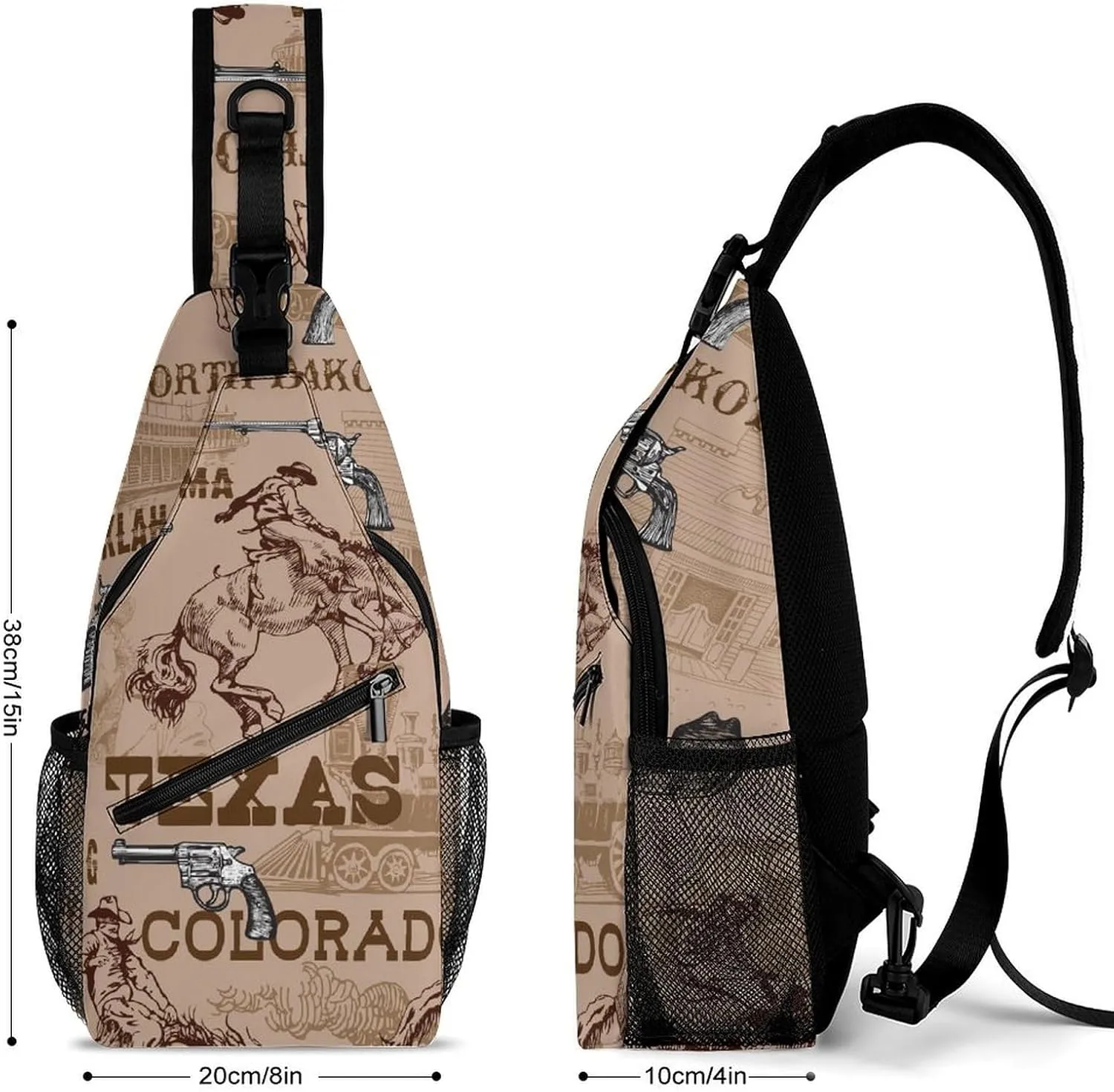 Wild-west-rodeo Crossbody Sling Backpack, Shoulder Bag Chest Bag for Travel Sport Running