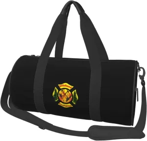 Wildland Firefighter Maltese Cross Travel Luggage Duffel Bag Sports Rolling Foldable Duffel Bag, Black