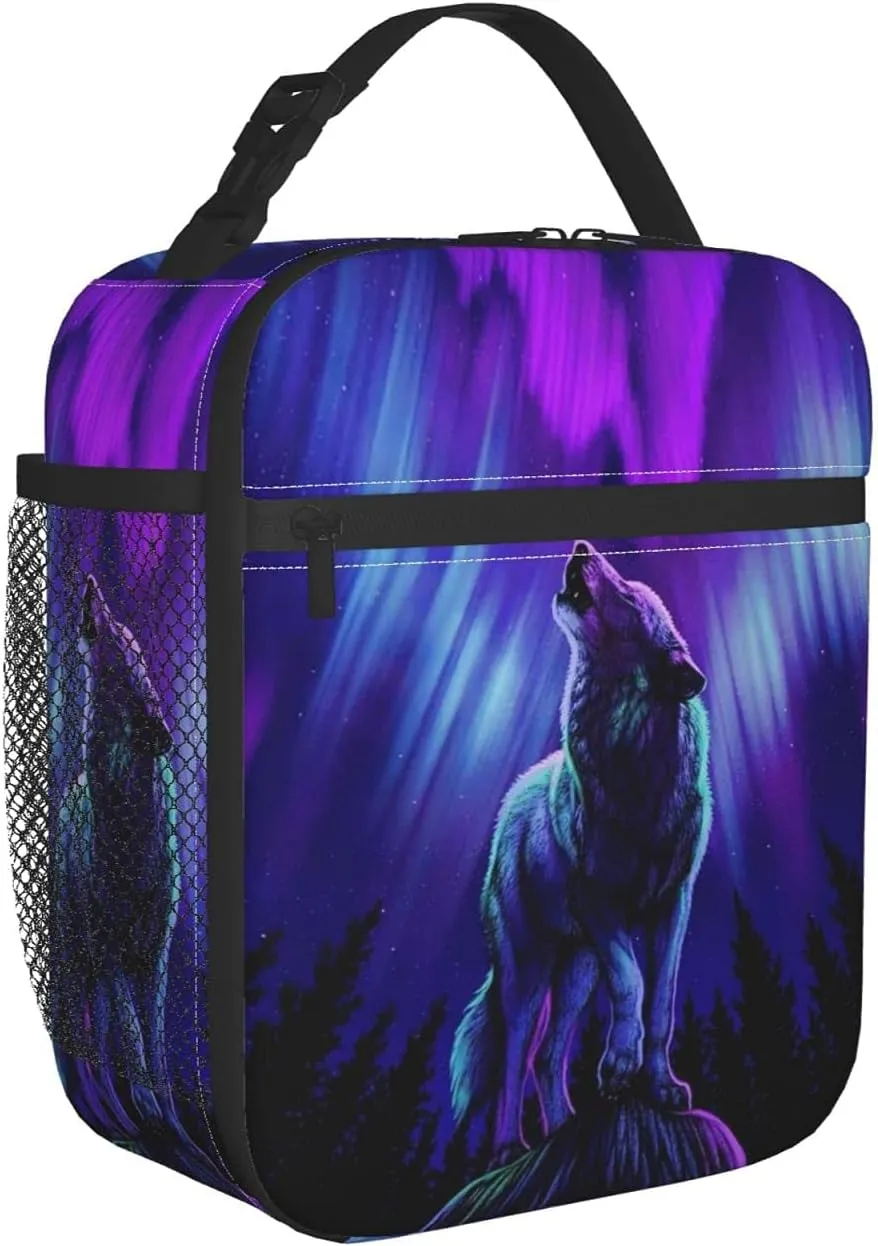Wolf Lunch Box Insulated Thermal Reusable Lunch Bag Cooler Totes For Men Work Office Picnic Hiking
