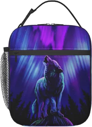 Wolf Lunch Box Insulated Thermal Reusable Lunch Bag Cooler Totes For Men Work Office Picnic Hiking